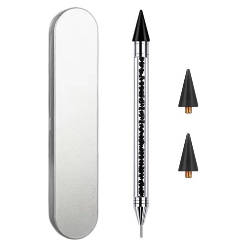 Rhinestone Picker Tool Dotting Pen, Wax Pencil for Rhinestones with 2 Extra Tips, Crystal Gem Diamond Jewel Applicator, Rhinestone Tool for Crafting Bedazzling DIY Nail Art