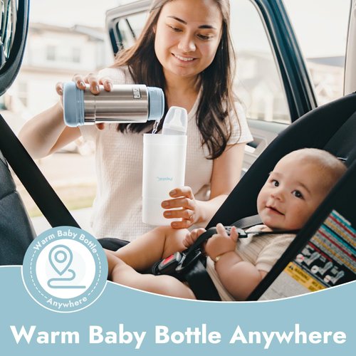 Papablic Portable Travel Baby Bottle Warmer On The Go, Fits Most Car Cup Holders, 12 oz