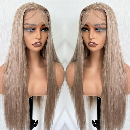 Itimay Highlight Honey Blonde Lace Front Wigs for Women Middle Part Glueless Long Straight Ombre Brown Mixed Blonde Synthetic Lace Front Wig…