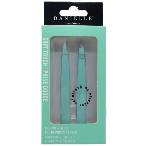 Soft Touch Slant and Point Stainless Steel Tweezers, Seafoam