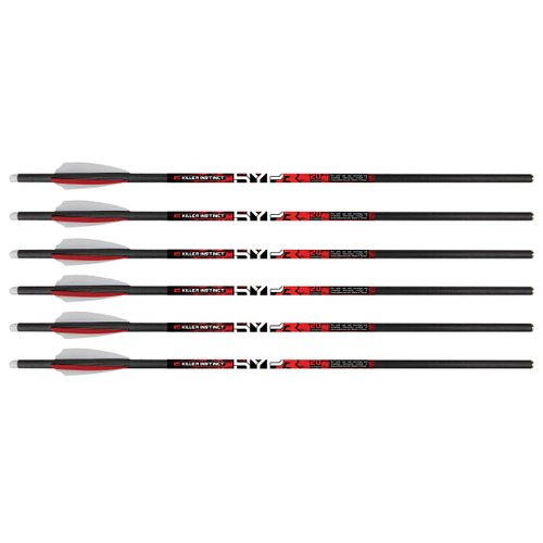 Killer Instinct Hypr Crossbow Bolts 20 inch (6 Pack). Measuring 290 Grains Without a tip, Use Your 100-150 Grain Field Tip or Broadhead to Pack Devastating Kinetic Energy for That Deadly Blow!