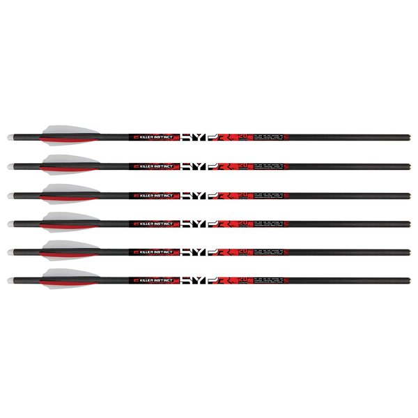 Killer Instinct Hypr Crossbow Bolts 20 inch (6 Pack). Measuring 290 Grains Without a tip, Use Your 100-150 Grain Field Tip or Broadhead to Pack Devastating Kinetic Energy for That Deadly Blow!