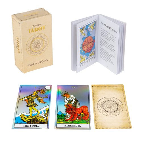 Trademark Games Tarot Cards with Guide Book – 78-Card Oracle Deck with Holographic Finish – Tarot Card Set Suitable for Beginners or Enthusiasts
