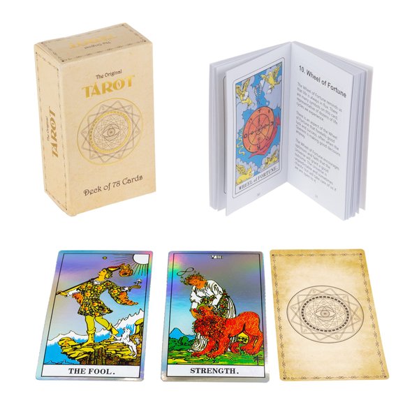 Trademark Games Tarot Cards with Guide Book – 78-Card Oracle Deck with Holographic Finish – Tarot Card Set Suitable for Beginners or Enthusiasts