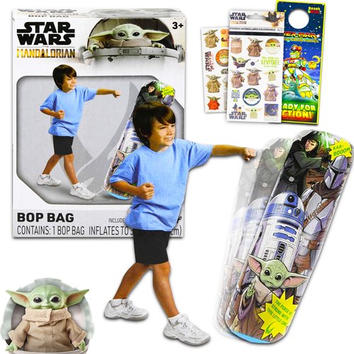 Baby Yoda Store Mandalorian Bop Bag for Kids - Star Wars Toy Bundle with Baby Yoda Punching Bag for Outdoor Play Plus Mandalorian Stickers and More (Mandalorian Punching Bag for Kids)