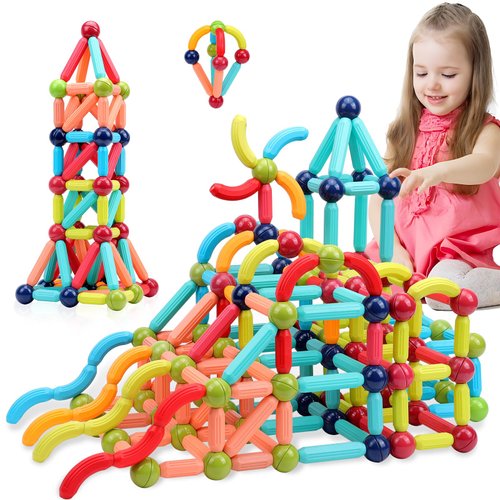 COUOMOXA Magnetic Building Blocks for Kids: STEM Educational Learning Toys - Montessori Fun Indoor Preschool Activity for Toddlers and 3+ Year Olds