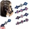 4PCS Satin Fabric Rhinestone Hair Bands, Four-Leaf Clover Fashion Double Layer Mini Hair Clip, Sparkling Crystal Stone Braided Hair Clips，Braided Hair Clip with Rhinestones for Women