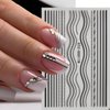 7Pcs Lines Nail Stickers for Nail Art French Tip -Black White Metal Stripes Letter Decals French Nail Design Curved Gel Nail Art Wave Line Polish Manicure Decoration for Women DIY Nail Art Simple Line