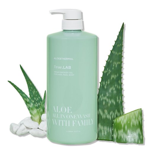 TheMogan Aloe All in One Wash with Family 1000ml | Gentle and Nourishing Shampoo Face Body wash - Kids to Adult 3in1 Soap