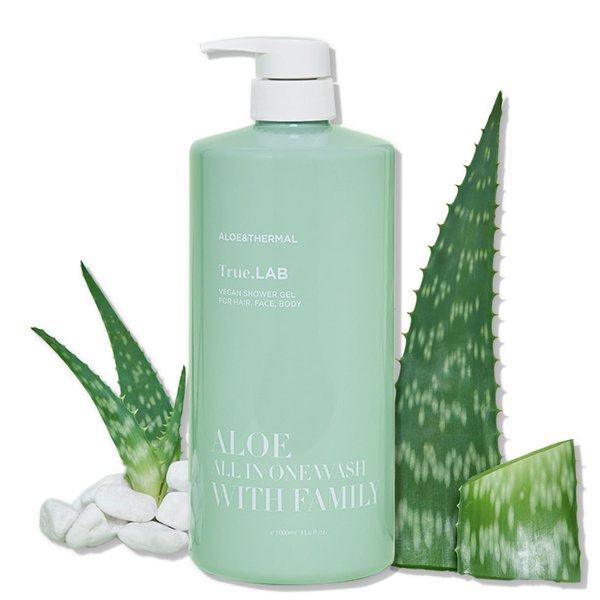 TheMogan Aloe All in One Wash with Family 1000ml | Gentle and Nourishing Shampoo Face Body wash - Kids to Adult 3in1 Soap