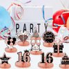 10Pcs Rose Gold Sweet 16th Birthday Decorations for Girls,16th birthday Honeycomb centerpieces for tables ，Sixteen Year Old Birthday Table Toppers Sign Decor