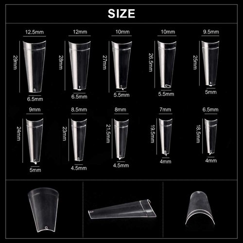KADS French Coffin Ballerina Nail Tips Acrylic Half False Nails 10 Sizes 500 Pcs with Box (HC76)