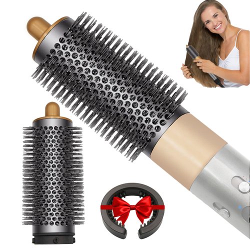 AFDD Round Volumizing Brush for Dyson Airwrap Styler, Fine Limp Flat Hair Volumizer Attachment Tool Compatible with Airwrap HS01 HS05, Part No.971893-07 Ideal for Daily Styling & Blow Drying, Gold