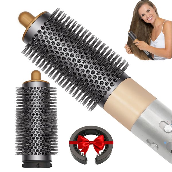 AFDD Round Volumizing Brush for Dyson Airwrap Styler, Fine Limp Flat Hair Volumizer Attachment Tool Compatible with Airwrap HS01 HS05, Part No.971893-07 Ideal for Daily Styling & Blow Drying, Gold