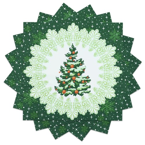 Christmas Paper Napkins Set 80 Pieces Green Christmas Tree 13in Paper Disposable Party Napkins, Vintage Dinner Napkins for Christmas Party, New Year Party 2025 Party Table Decorations