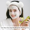 Ondder 2 Pcs Bear Ears Skincare Headbands Cure Makeup Headband Black Spa Headband for Washing Face White Face Wash Headband Facial Headband Head Band Hair Band for Makeup Cosmetic Spa Party