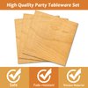 Wiooffen 96 PCS Brown Paper Tableware Set - Rustic Wood Tree Party Supplies for 24 Guests, Includes Plates, Forks, Napkins for Camping, Hunting Theme