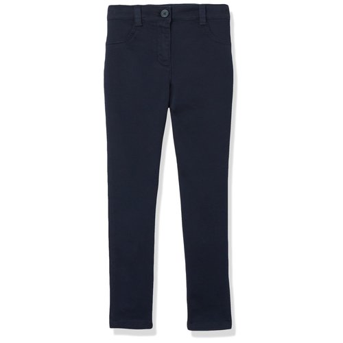 Nautica Girls' Big School Uniform Skinny Leg Pants, Elasticized Waistband with Button Closure, Functional Pockets, Stretch Twill Material, Navy, 14