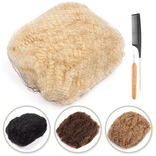DAIXI 6 Inch 50g 613 Blonde Color Afro Kinkys Bulk Human Hair for Dreadlocks Making, Repairing and Extending, 100% Afro Kinky Curly Human Hair Bulk 50g/Pack Can be Dyed and Bleached Including Free Crochet Hooks and Comb