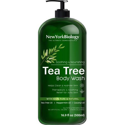 New York Biology Tea Tree Body Wash for Men and Women - Moisturizing Body Wash Helps Soothe Itchy Skin, Jock Itch, Athletes Foot, Nail Fungus, Eczema, Body Odor and Ringworm - 16.9 Fl Oz