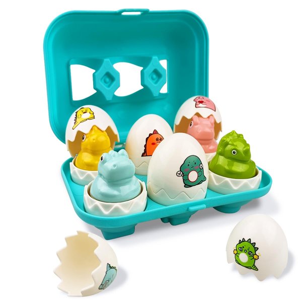 Pinkiwine Easter Hide & Squeak Dinosaur Eggs Montessori Sorting & Matching Learning Toys for Toddlers Kids Boys Girls Easter Basket Stuffers Gifts Party Favors
