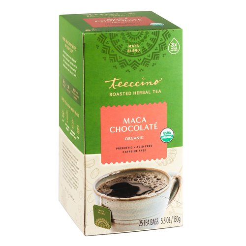 Teeccino Maca Chocolaté Herbal Tea - Rich &amp; Roasted Herbal Tea That’s Caffeine Free &amp; Prebiotic w...
