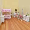 iLAND Wooden Dollhouse Furniture on 1/12 Scale for Girls of Pink Dollhouse Bedroom Set w/Piano (Sweet Doll Furniture 6pcs)