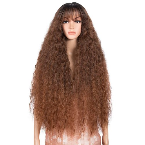 Style Icon Y Part Lace Wigs 32" Middle Part Lace Front Wigs Synthetic Wigs Ombre Lace Wig Density 130% (Y-Part Lace Wigs, TAT1B/33D/130E)