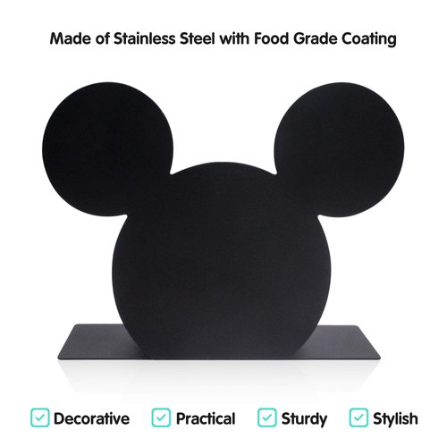 Finex Mickey Mouse Head Stainless Steel Napkin Holder Stand for kitchen table party (Black)