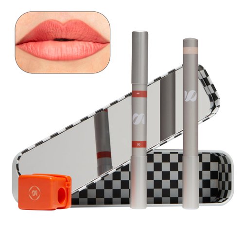 SARELLY CREATIVO LAB | Vegan Beauty Makeup Kit 5 in 1 | Lipstick Lip Liner Highlighter Makeup Sharpener & Mirror | Cute Stuff | Spicy Eggplant Penne