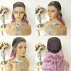 CIMITIKI Ombre Pinkish Mixed Purple Wig Rainbow Colored Highlight Synthetic Hair Pastel Rose Pink 13x4 Lace Front Wigs Loose Wavy 18Inch for Women Girls
