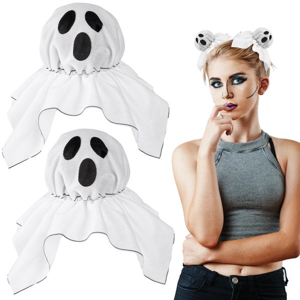 Mity rain Halloween Hair Clips - 2PCS Halloween Headband Ghost Pumpkins Space Bun Cute Hair Accessories for Halloween