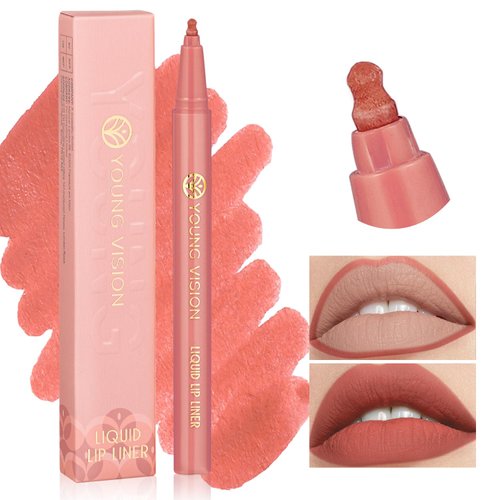 YOUNG VISION Gourd-Shaped Precision Liquid Lipstick & Lipliner - Nude Matte Perfection