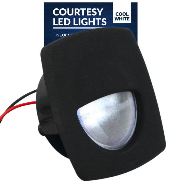 Five Oceans LED Companion Way Light, Marine Courtesy Lights, Square Light for Boat Interior, Deck, Cockpit, Cool White LED, for Pontoon, Fishing Boat, Bass Boat, Yacht, Sailboat, RVs, Caravan - FO2313