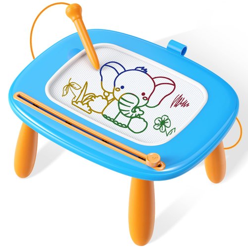 Seimome Toddlers Toys Ages 1-3, Magnetic Drawing Board, Toddler Boy Toys for 1 2 3 Years Old, Doodle Board Pad Learning and Educational Toys for 18 Months Baby 1-3 Yr Kids Birthday Gifts - Blue