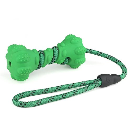 Ultra Durable Non-Toxic Dog Chew Toy *100% Safe Natural Rubber ; *Interactive Toys, Better to Play with Pet; Material: Natural Rubber+Nylon (Green), Target: for Dogs, for All Breeds