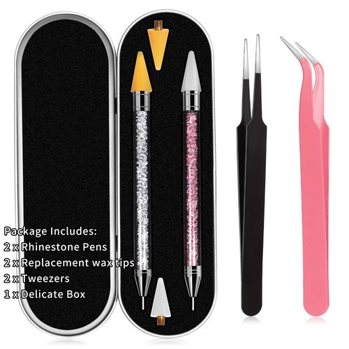 𝟐𝐏cs Rhinestone Picker Tool With 2 Wax Tip, Nail Art Rhinestones Gems Tool,Nail Art Accessories 𝐃𝐢𝐚𝐦𝐨𝐧𝐝 𝐏𝐚𝐢𝐧𝐭𝐢𝐧𝐠 𝐃𝐨𝐭𝐭𝐢𝐧𝐠 𝐏𝐞𝐧 For Nail Art