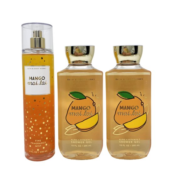 Generic Bath and Body Work Mango Mai Tai - Trio Gift Set - Fragrance Mist and Two Shower Gel