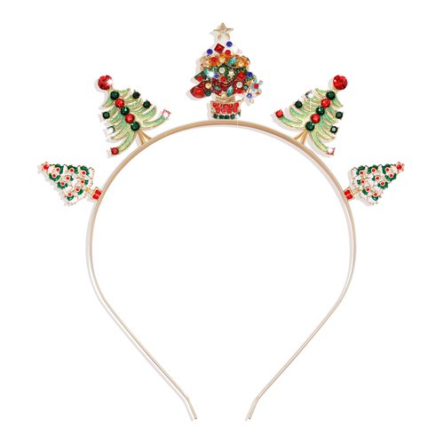 FAERLIIRY Christmas Headband Alloy Christmas Tree Headbands for Women Glitter Rhinestone Holiday Headpiece Hair Band Christmas Hair Decoration Cosplay Costume Accessories (Christmas Tree)