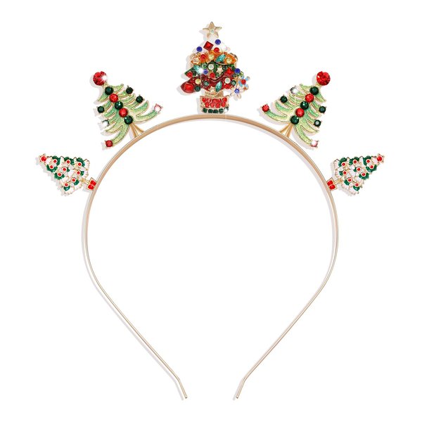 FAERLIIRY Christmas Headband Alloy Christmas Tree Headbands for Women Glitter Rhinestone Holiday Headpiece Hair Band Christmas Hair Decoration Cosplay Costume Accessories (Christmas Tree)
