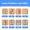Bimi Boo Wooden Stacking Letters and Numbers Construction Activity Set for Toddlers, Peg Board Shape Sorter for Learning ABCs, Numbers, Emotions (28 Sticks, 1 Board, 1 Guide Booklet)