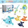 FICCURYS Baby Bath Toys Set,Wind Up Pool Toys for Toddlers 1-3,Kids Magnetic Fishing Toys with Fishing Rod,Fishing Net and 4Pcs Brightly Colored Whales,Boys and Girls Birthday Gifts