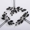 Teyglen 3pcs Black Rhinestone Hair Pins Set - Handmade Crystal Hair Pieces and Accessories for Bride, Women, and Girls