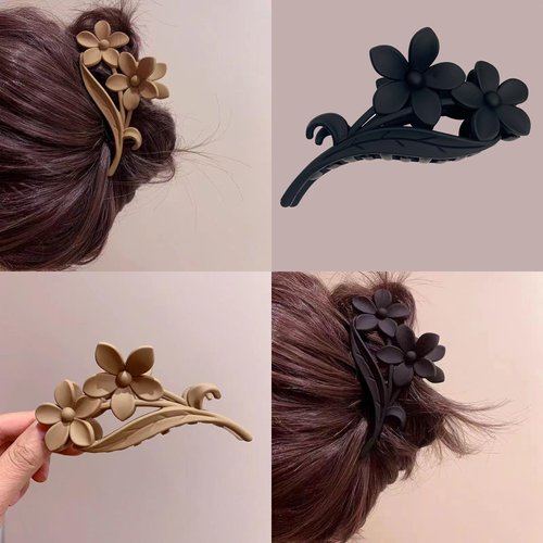 4PCS Flower Clips for Hair Matte Medium Hair Clips for Women Hair Claw Clips for Thin Hair Hold Long Thin Floral Hair Clip for Self-Hair Cute Hair Claw Clip Accessories