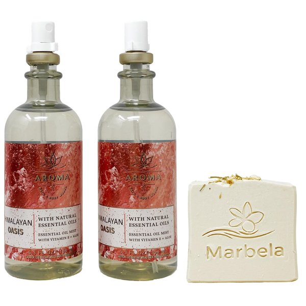 Bath & Body Works Aroma Himalayan Oasis Lime Vetiver - 2 Pack of Essential Oil Mist with a Wild Jasmine Bar Soap.
