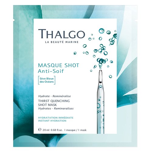 THALGO THALGO Marine Skincare, Thirst Quenching Shot Mask, Blue Ocean Sap and Hyaluronic Acid Face Mask, 1-Mask, 20ml, 0.68 fl. oz.
