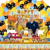 Construction Birthday Party Supplies for 3, 136 Pcs Dump Truck Party Decorations for Boys Baby,Backdrop, Banner, Cake, and Cupcake Toppers, Balloons, Party Traffic Signs, Tablecloth