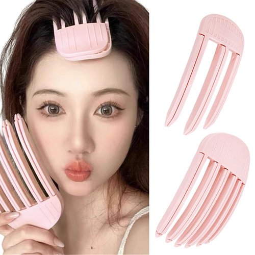 papasgix 3/6 Teeth High Skull Artifact No Trace Hair Clip, High Skull Top Artifact Hair Root Fluffy Clip, High Skull Top Fixed Forehead Lazy Person No Trace Hairpin (Light Pink, 2 Pcs 3+6 Teeth)