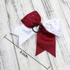 8 Inch 2 Colors Cheerleader Bows Ponytail Holder with Bling Fling Rhinestones Hair Tie Cheerleading Bows 6 Pcs (Maroon/White)