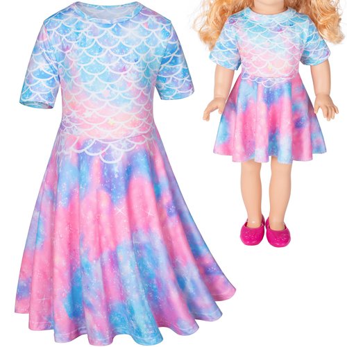 Doll and Girl Matching Nightdress Mermaid Dress Nightgowns Costume for Girl and 18" American Girl Doll Clothes(3-110)
